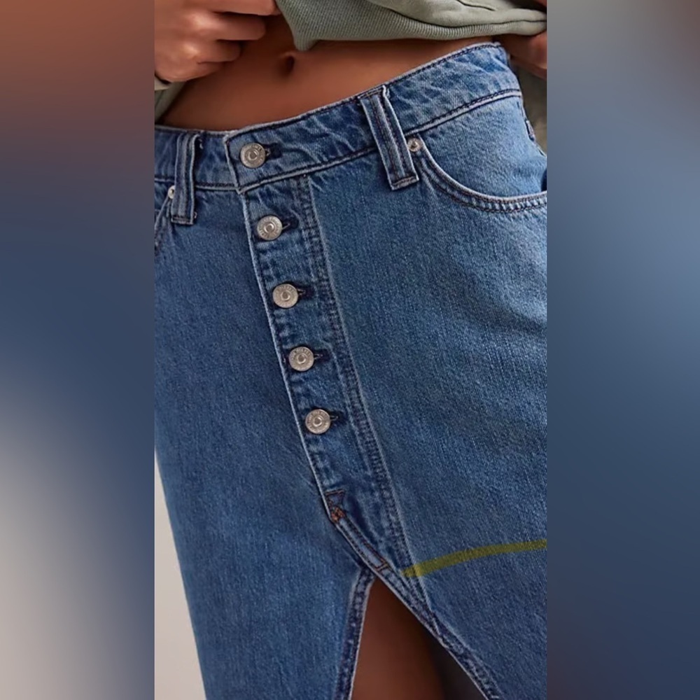 NWT FREE PEOPLE We the Free Chani Denim Skirt Size 30 Sweetly Stoned - Picture 3 of 12
